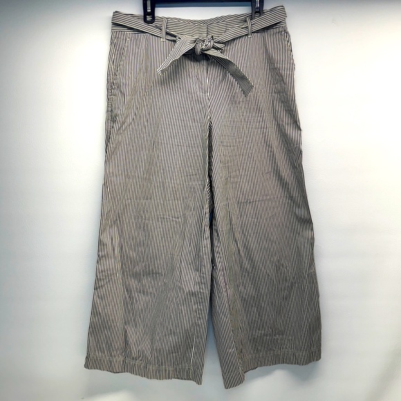 LAFAYETTE 148 New York stripped cropped wide leg pats size 12 - Picture 1 of 7